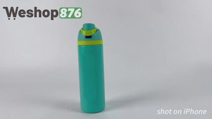 Insulated Stainless Steel Water Bottle with Straw 24oz, Green