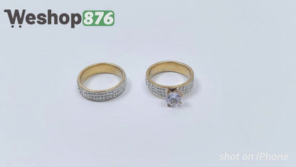 Crystal Gold Plated Couple Double Rings