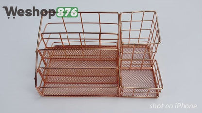Rose Gold Desk Organizer Mesh Office Supplies Desk Accessories