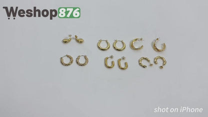 18K Gold-Plated Hoop Earrings Set 6 Pairs