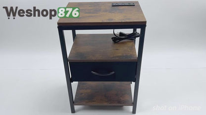 1 Drawers Nightstand with Charging Station