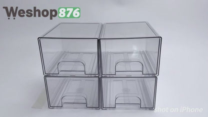 Clear Stackable Storage Drawers 4 Units