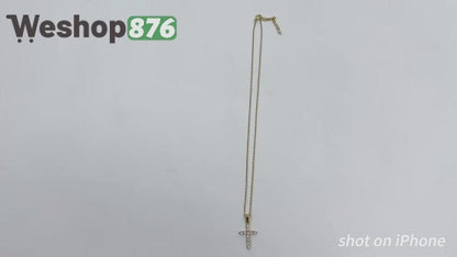 18K Gold-Plated Charm Cross Pendant Necklace for Women