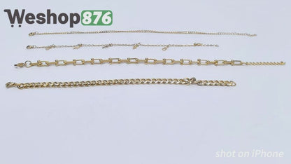 4-Piece 18K Gold-Plated Anklets Set | His & Hers Collection