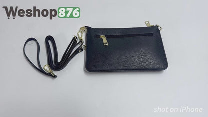 PU Leather Wristlet Clutch Crossbody Shoulder Bag Wallet Purses RIFD Card Slots, Black