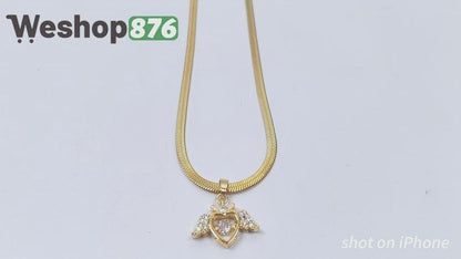 Love Wings Heart Zircon Gold Plated Necklace