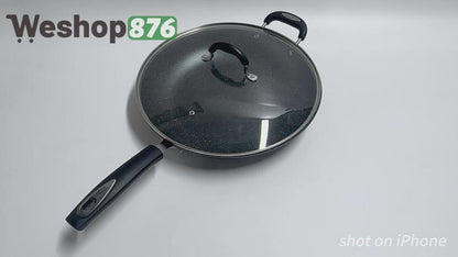 Extra Large Frying Pan with Lid 34cm 13.4 Inch, Granitestone Coating Gray