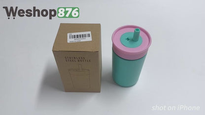 Stainless Steel 12oz Kids Cup with Straw