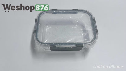 10pc 22oz/64ml Borosilicate Glass Storage Containers with Lids, Gray