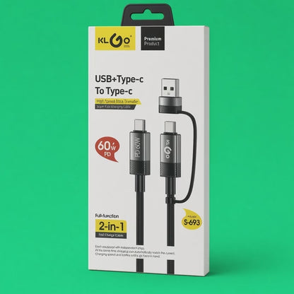 KLGO 2-in-1 USB + Type-C to Type-C Cable PD 60W | Model S-693