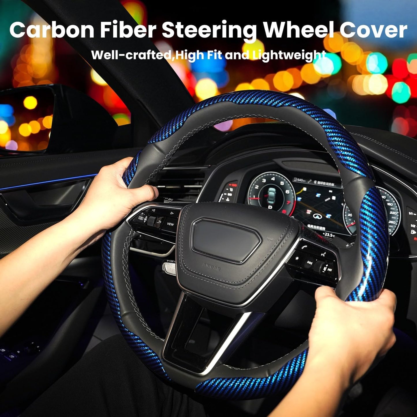 Carbon Fiber Steering Wheel Cover 3PCS Set