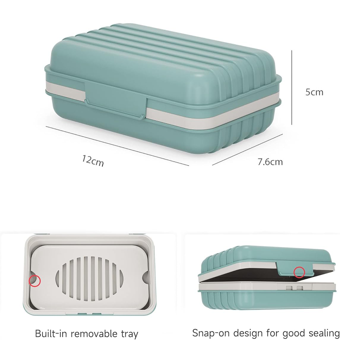 Soap Holder with Lid 4 Units, Blue