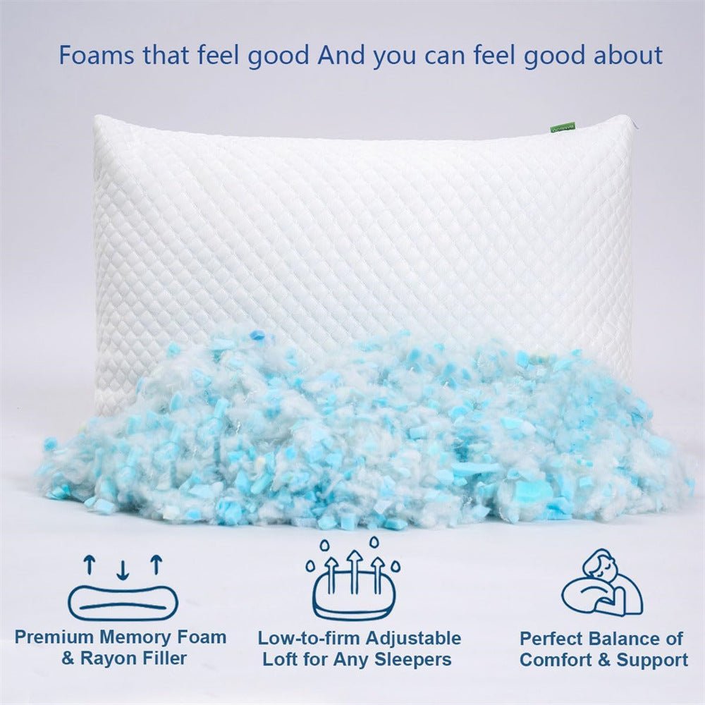 Shredded Memory Foam Pillows Set of 2 - Weshop876