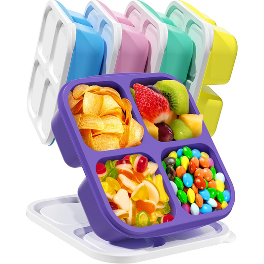 Reusable 4 Compartment Divided Food Storage Containers 5 Units