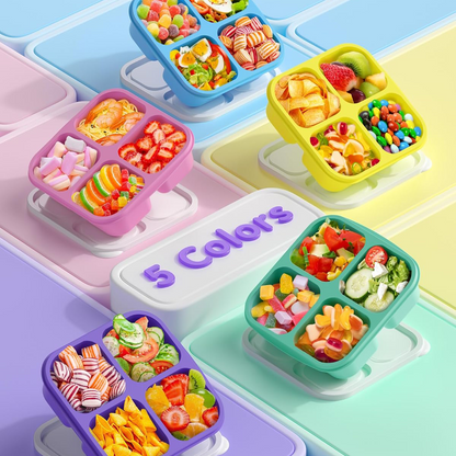 Reusable 4 Compartment Divided Food Storage Containers 5 Units