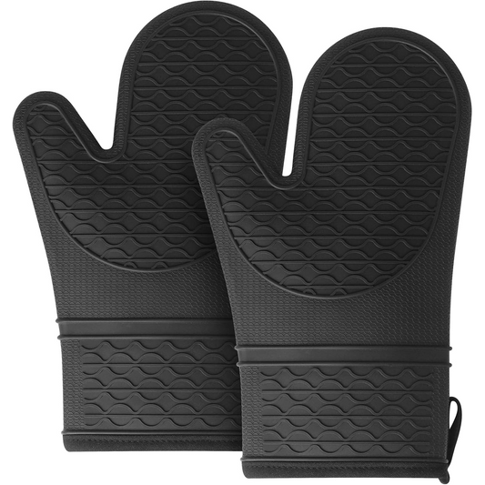 Soft Lining Silicone Oven Mits 2 Units, Black