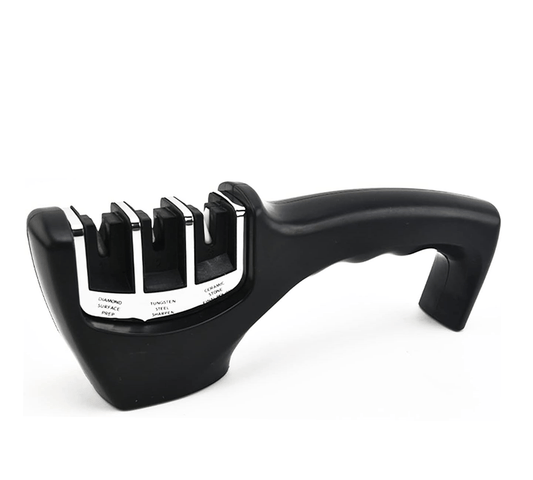 4 - in - 1 Kitchen Knife Accessories: 3 - Stage Knife Sharpener Helps Repair, Restore, Polish Blades and Cut - Resistant Glove (Black) - Weshop876