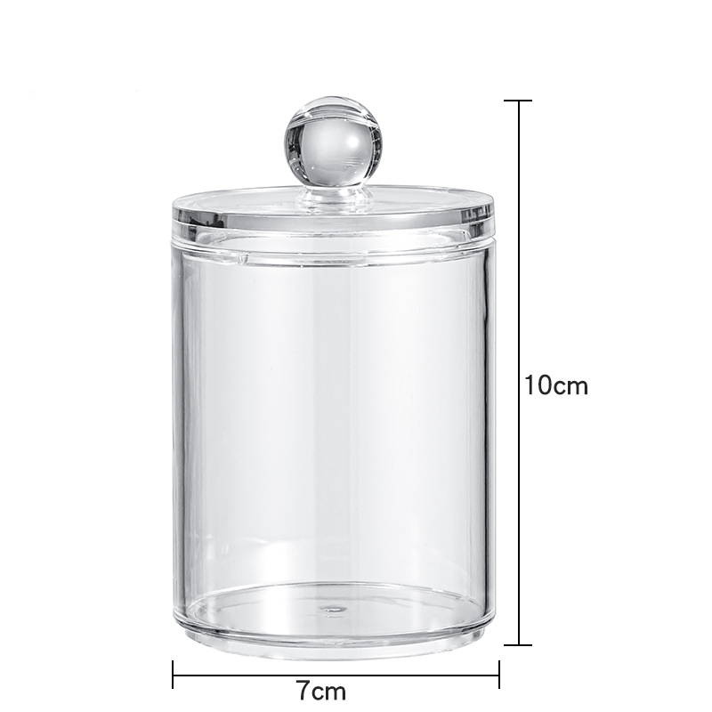 Holder Dispenser for Cotton Ball, Cotton Swab, Cotton Round Pads, Floss - Clear Plastic Jar 1PC - Weshop876