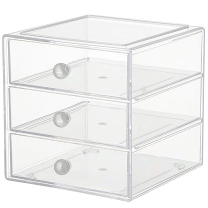 Plastic Divided 3 - Drawer Vanity & Countertop Organizer, Clear - Weshop876