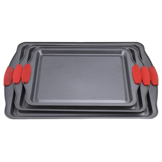 3 - Piece Nonstick Kitchen Oven Baking Pans - Premium & Stylish Non - Stick Steel - Weshop876