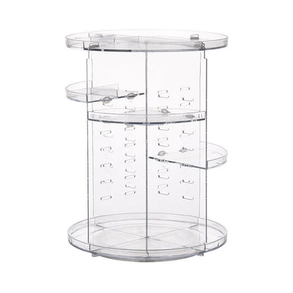 DIY Adjustable Spinning Skincare Organizer, Cosmetic Display Case with Brush Holder Perfume Tray - Weshop876