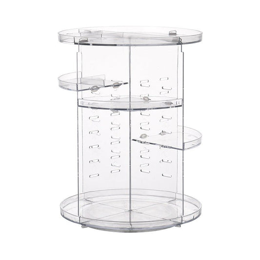 DIY Adjustable Spinning Skincare Organizer, Cosmetic Display Case with Brush Holder Perfume Tray - Weshop876