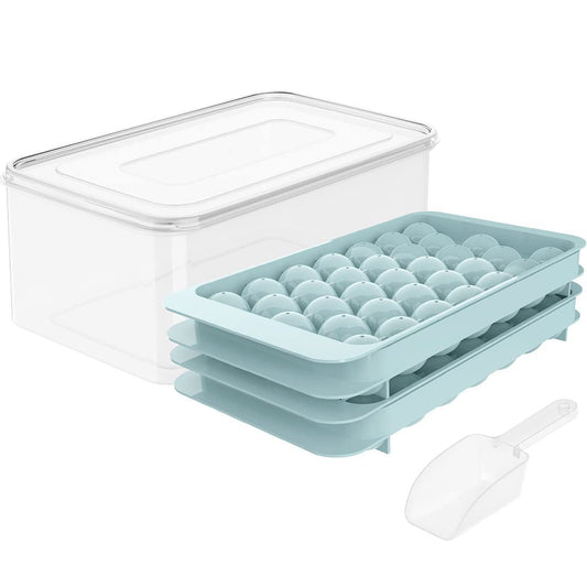 Round Ice Cube Tray with Lid and Bin - Weshop876