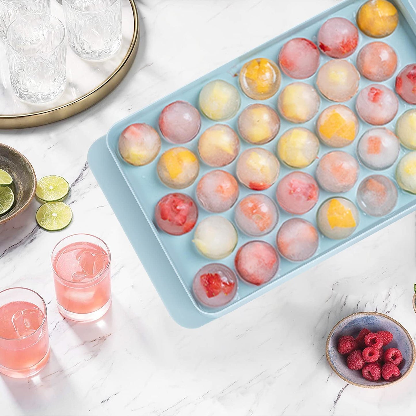 Round Ice Cube Tray with Lid and Bin - Weshop876