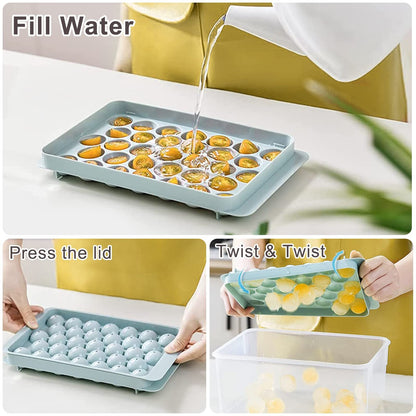 Round Ice Cube Tray with Lid and Bin - Weshop876