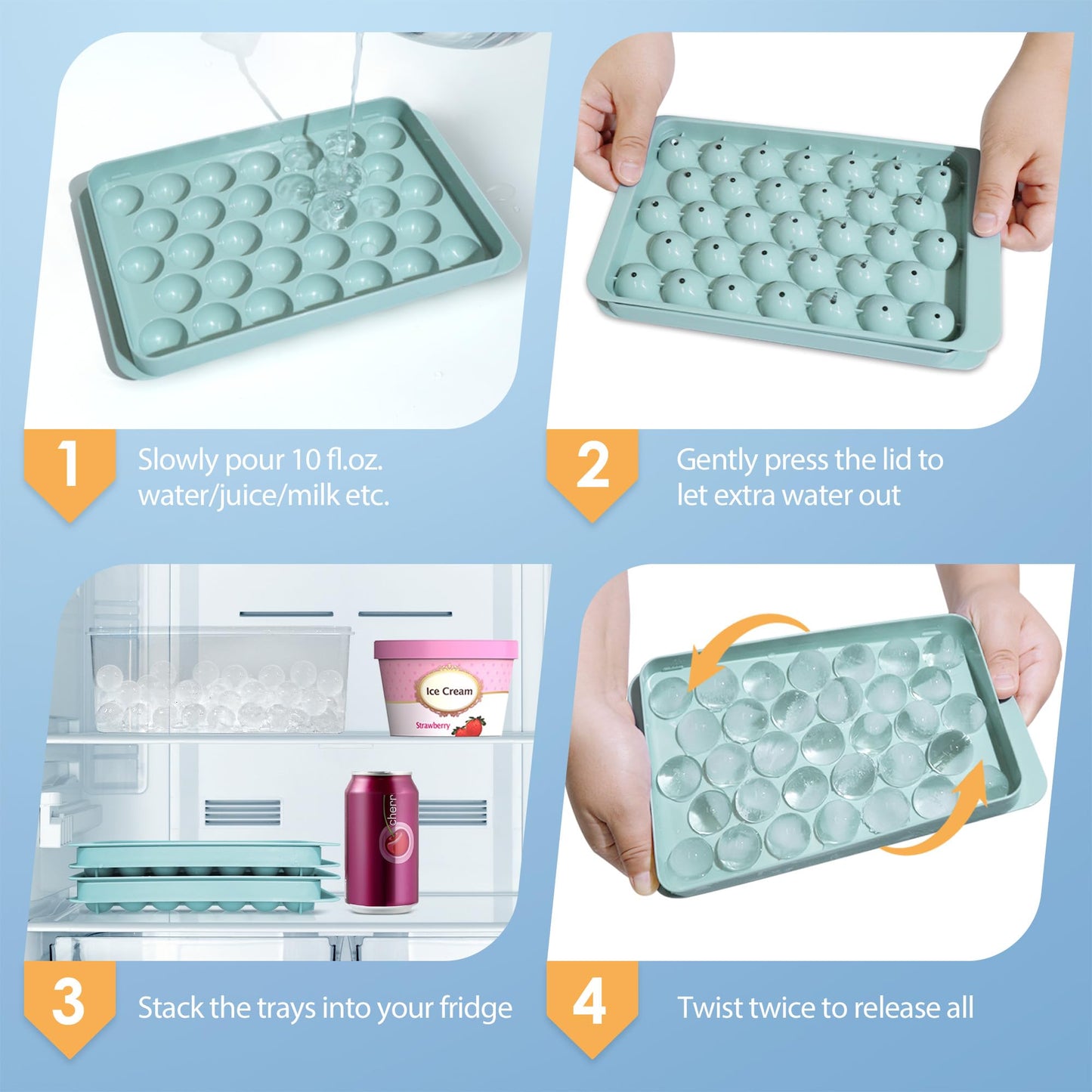 Round Ice Cube Tray with Lid and Bin - Weshop876