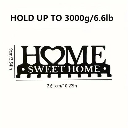 Sweet Home Key Holder, Wall Mounted Black Metal Decorative - Weshop876