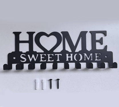 Sweet Home Key Holder, Wall Mounted Black Metal Decorative - Weshop876