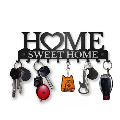 Sweet Home Key Holder, Wall Mounted Black Metal Decorative - Weshop876