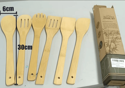 Bamboo Wooden Spoons for Cooking 6 - Piece - Weshop876