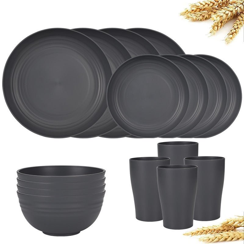 16 - Piece Kitchen Wheat Straw Dinnerware Set, Service for 4 - Weshop876