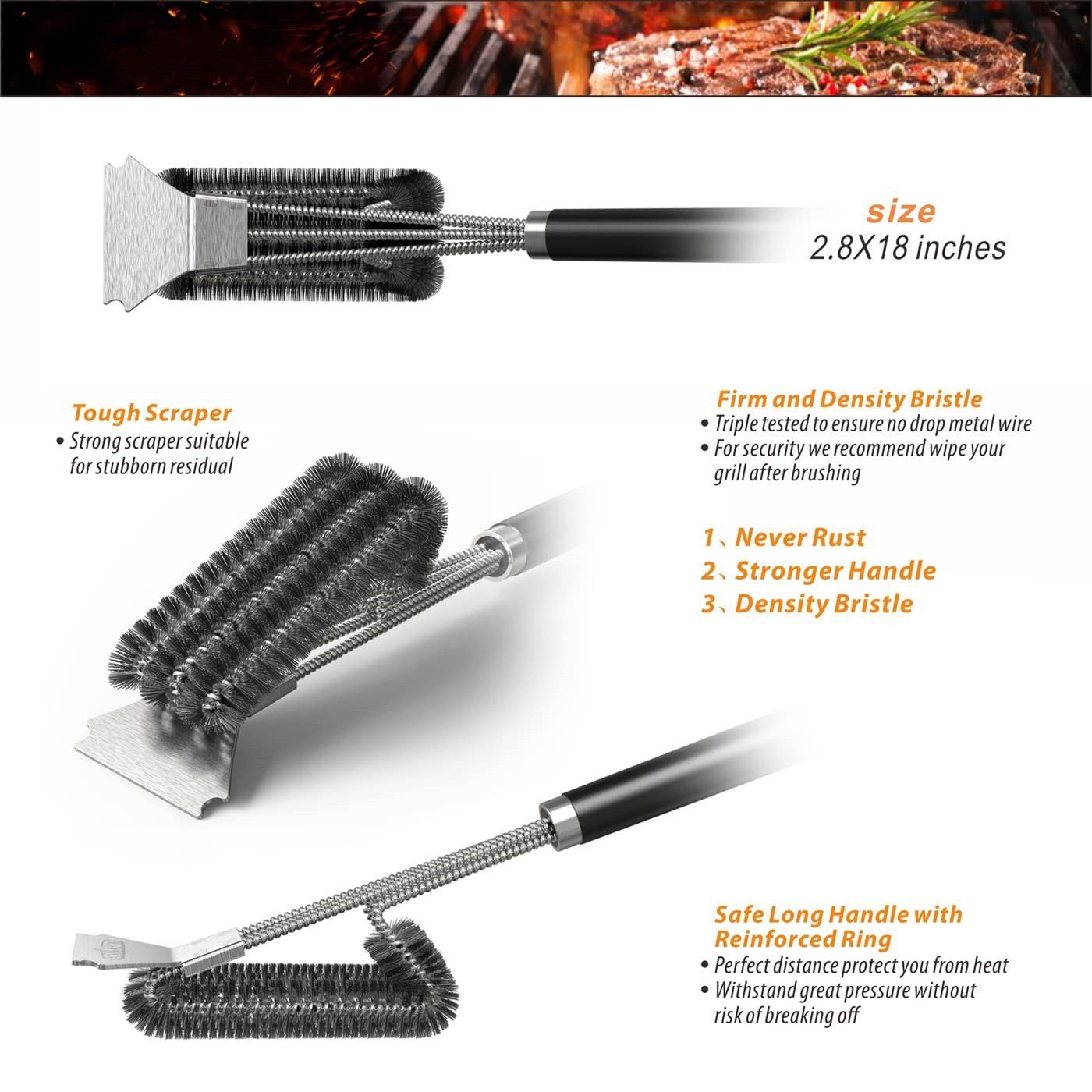 Grill Brush with Handle - Weshop876