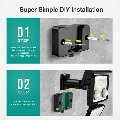 Motion Sensor 4 Heads Solar Lights